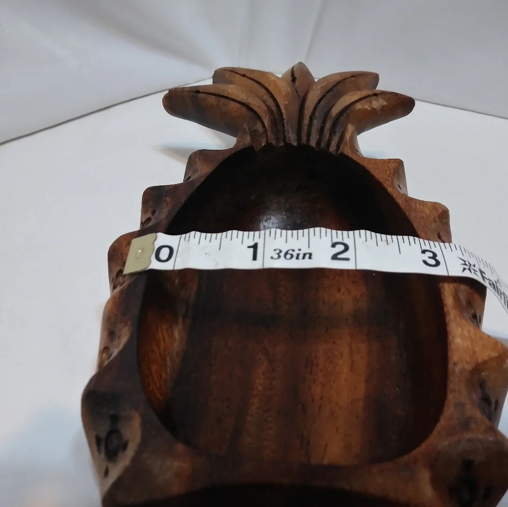 Hand Made Monkey Wood Carved Wooden Bowl Pineapple Dish Vintage Tiki Bar - Picture 4 of 13